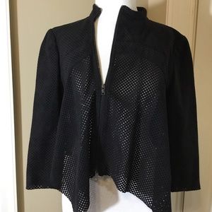 BCBG Small, Black Suede/Nubuck mini jacket